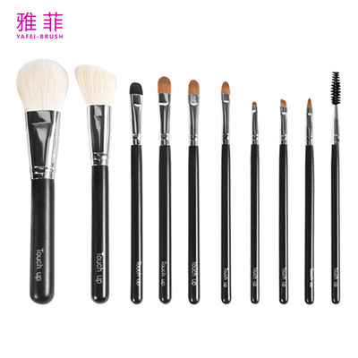 comprar 224A15410 Conjunto de escovas de maquilhagem para cabras moles pretas e cabelos brancos Conjunto de escovas cosméticas personalizadas Fabricação em linha
