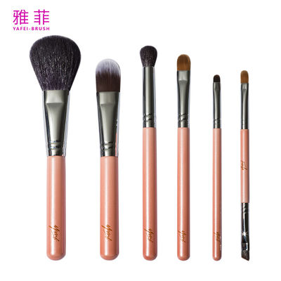 062830 Ferrule de cobre elegante 6PCS Pequeno conjunto de escovas de maquiagem com caixa de armazenamento