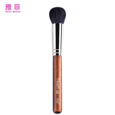 F07 Escovas de maquilhagem de cabelos de animais densos e fofinhos pretos, com ferrule de cobre